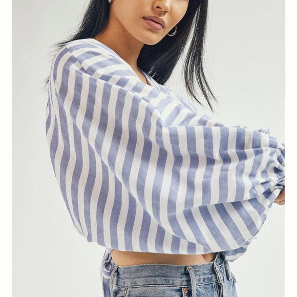 🔥Dolan by Anthropologie beautiful striped blue white top size S - Picture 3 of 11